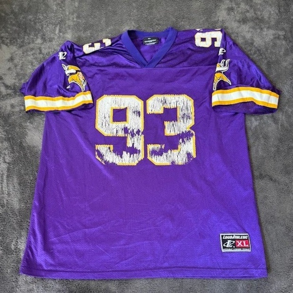 Vintage Logo Athletic Minnesota Vikings John Randle #93 Jersey Mens XL Purple